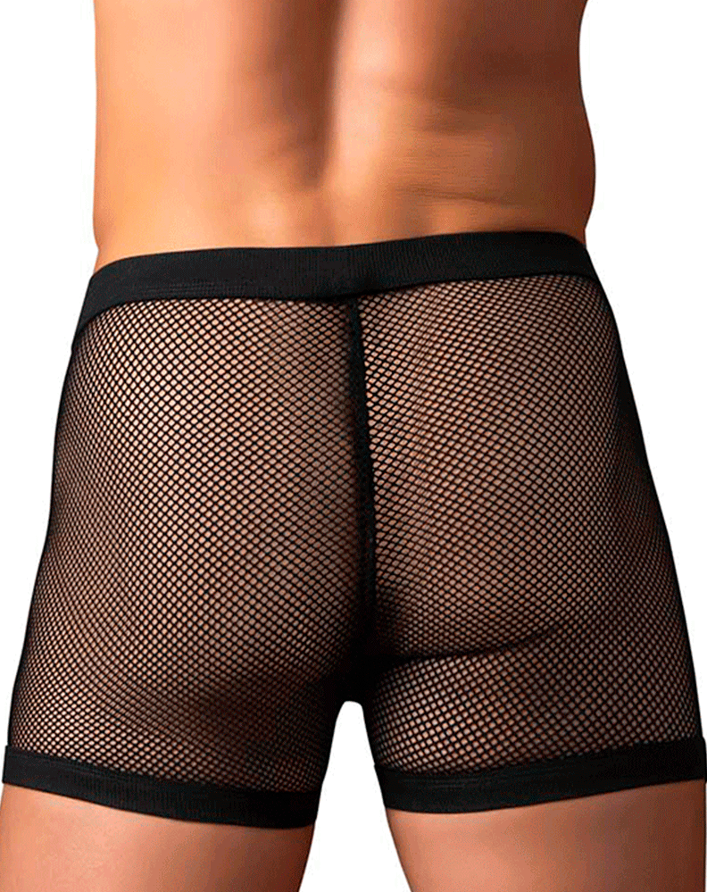 Male Power 152-11c Fishnet 2 Pouch Short Black