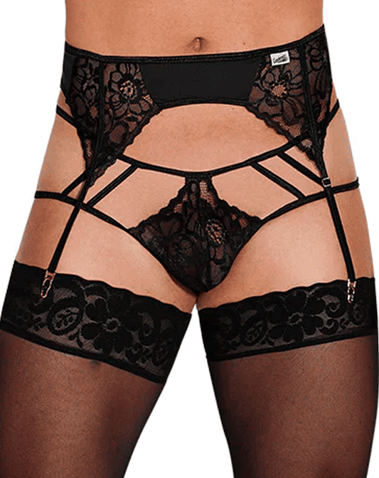 Candyman 99550 Lace Garter-jockstrap Outfit Black