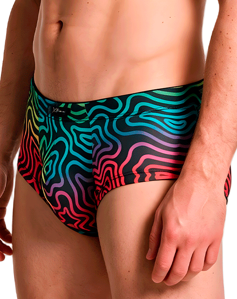Xtremen 91283 Ultimate Low-rise Rainbow Printed Briefs Labyrinth