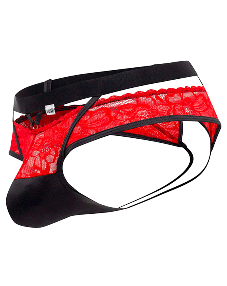 Candyman 99627 Lace Jockstrap Red