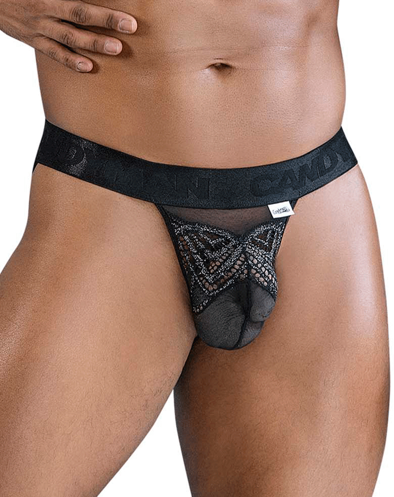 Candyman 99849 Spitzen-Netz-Strings Schwarz