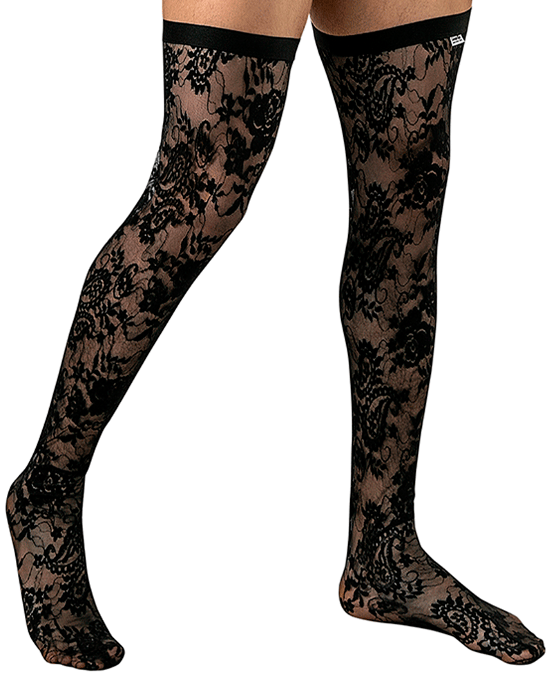 Candyman 99968 Lace Thigh Highs Black