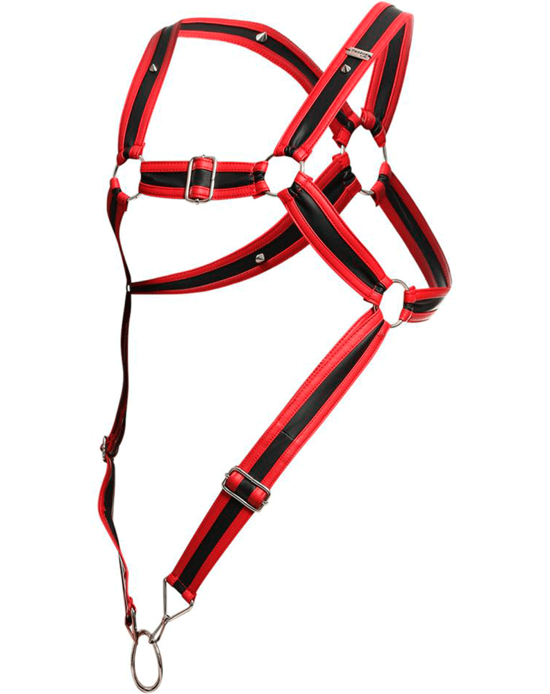 Malebasics Dmbl07 Dngeon Cross Cockring Harness, Rot