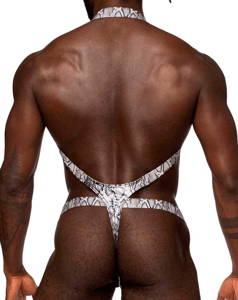 Male Power 404-282 S-naked Shoulder Sling Harness Tanga Silber-Schwarz