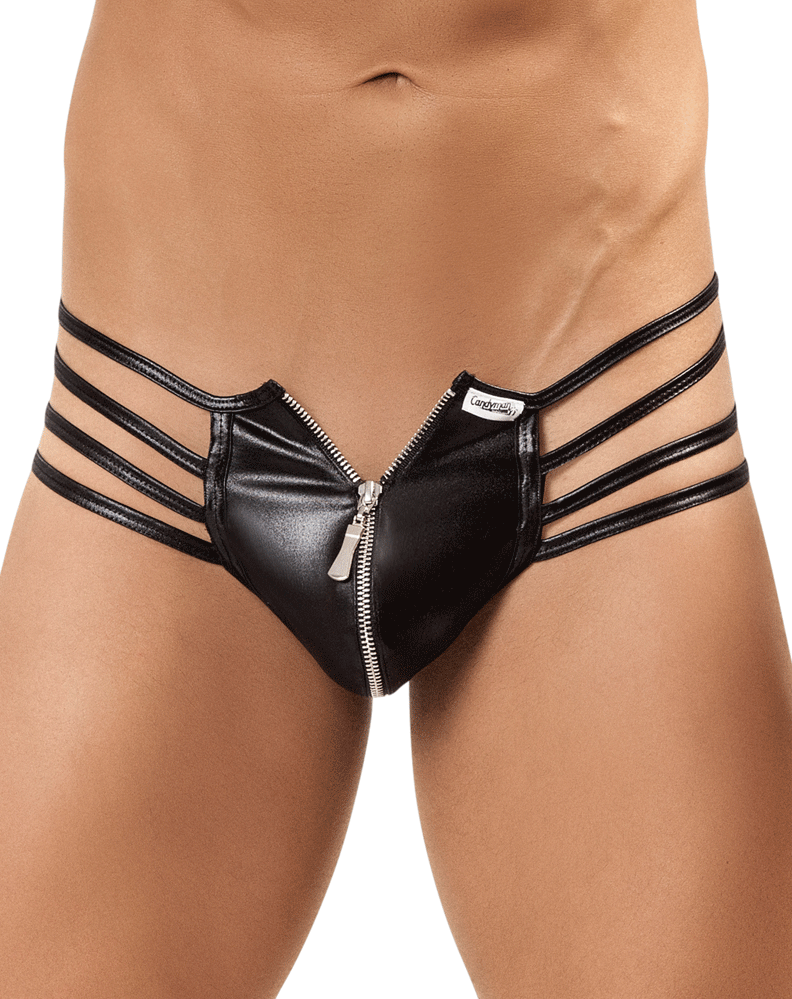 Candyman 99140 Zipped Up Thong Black