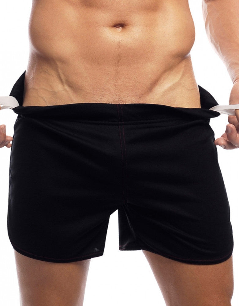 Black Front Go Softwear Gym Shorts with Built-In Jock 8359