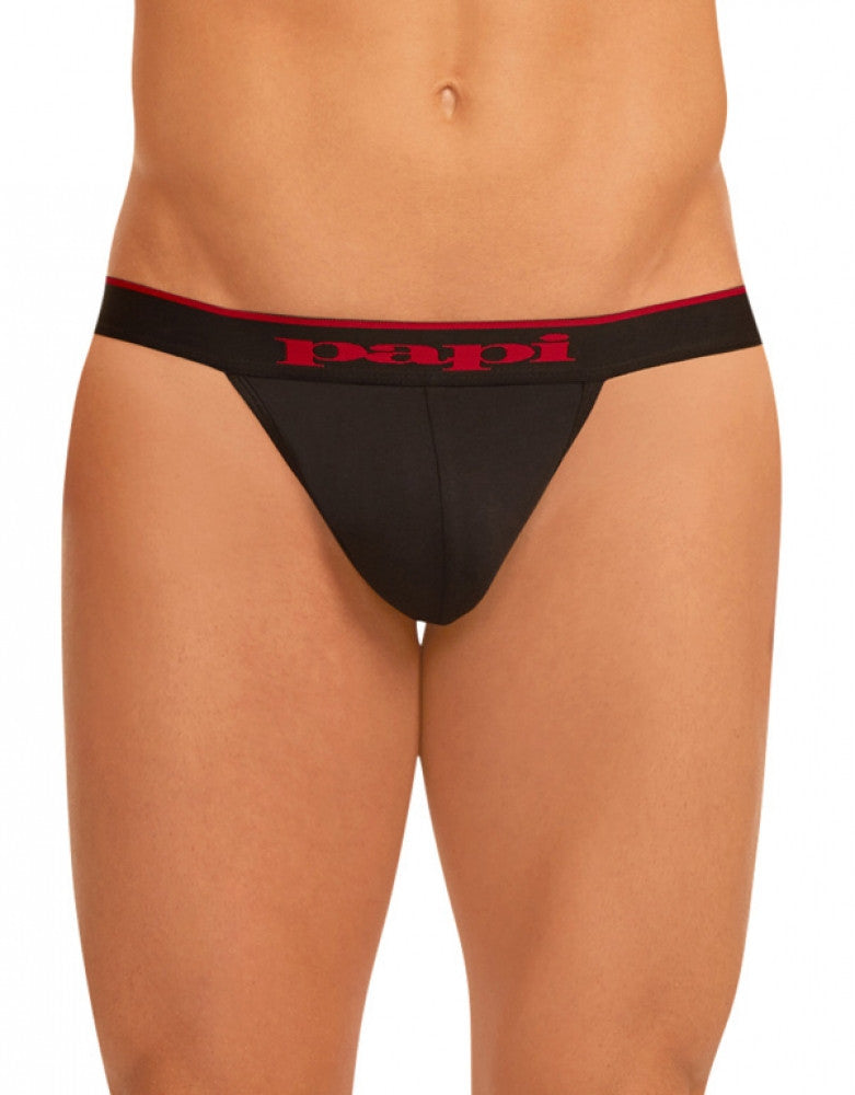 Black/Red/Grey Front Papi 3-Pack Cotton Stretch Thongs