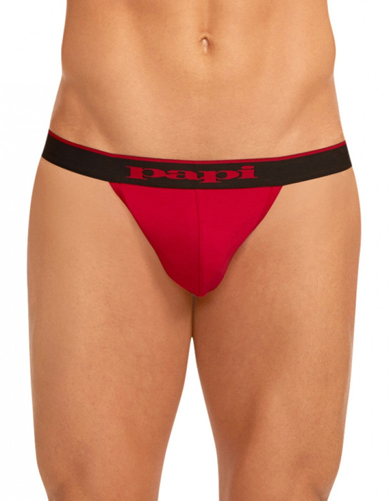 Black/Red/Grey Front Papi 3-Pack Cotton Stretch Thongs 980902