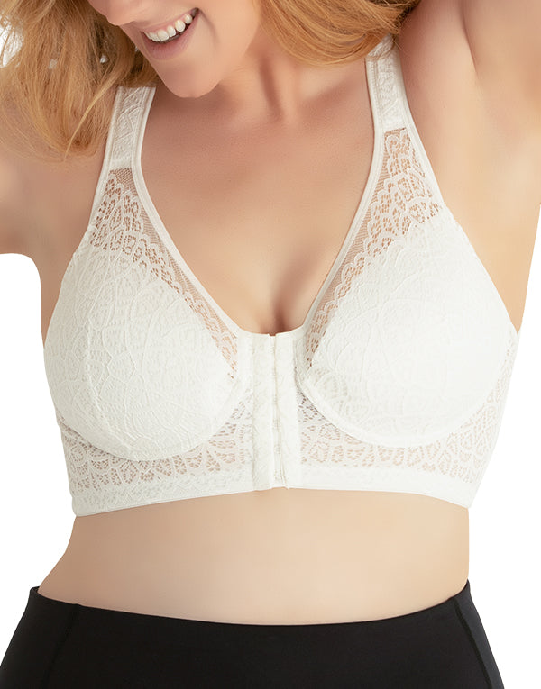 Leading Lady The Indy - Cotton Front-closure Lace Racerback Bra In