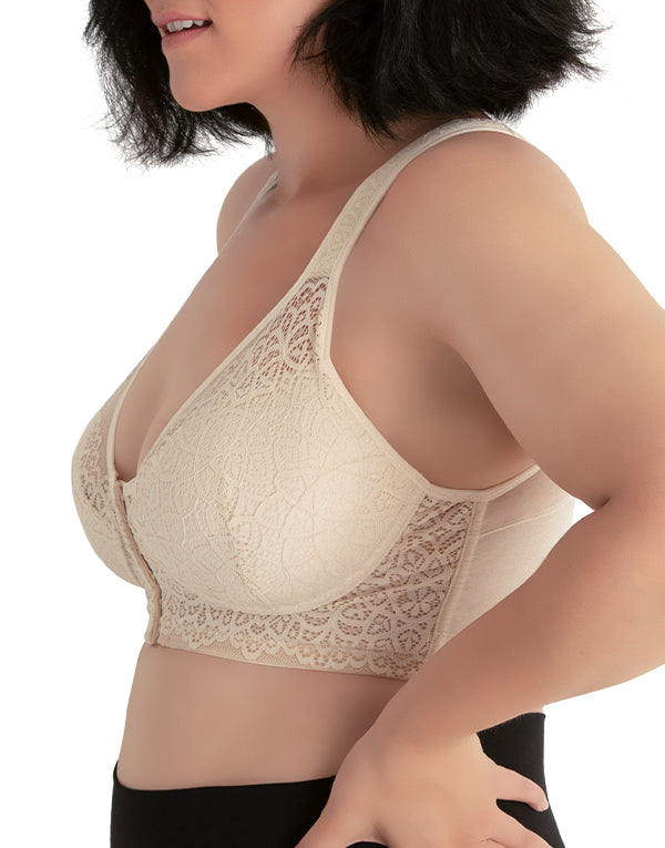 LEADING LADY The Nora Lace Front Closure Support Bra - Back