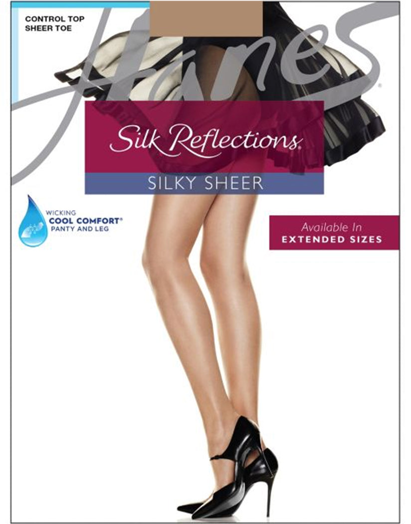 Barely There Front Hanes Women Silk Reflections Silky Sheer Control Top Sandalfoot Pantyhose 717