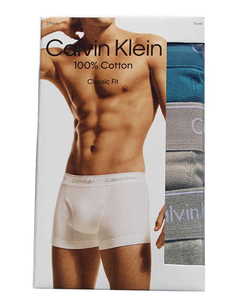 Tapestry Teal/ Dove/ Grey Heather Flat Calvin Klein Cotton Classic Trunk 3-Pack NB4002