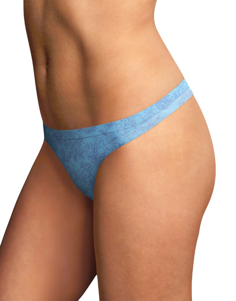 Whimsy Tatto Print w/Blue Whimsy Front Maidenform Comfort Devotion Thong