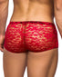 Red Back Male Power Stretch Lace Mini Trunk 145-162
