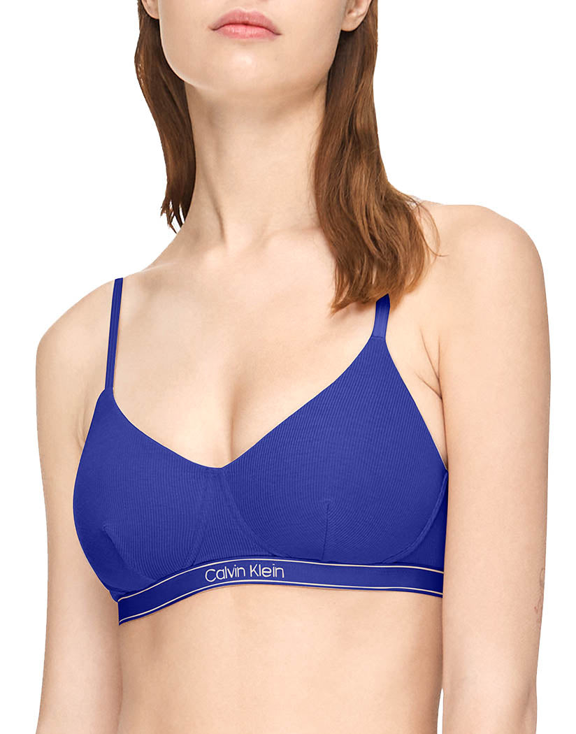 Purple Parade Front Calvin Klein Women Pure Ribbed Lightly Lined Bralette QF6439