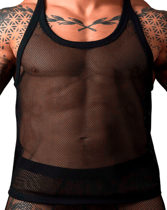 Male Power 110-11c Fishnet Tank Top Black