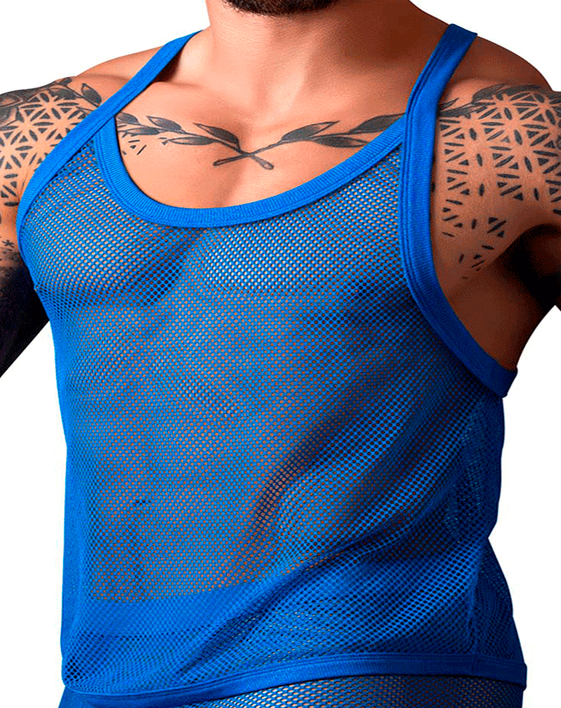Male Power 110-11c Fishnet Tank Top Royal