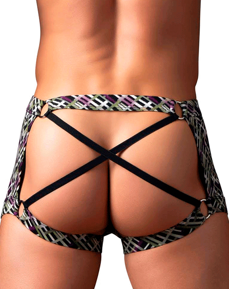 Male Power 148-303 Gridlocked Strappy Back Short Printed
