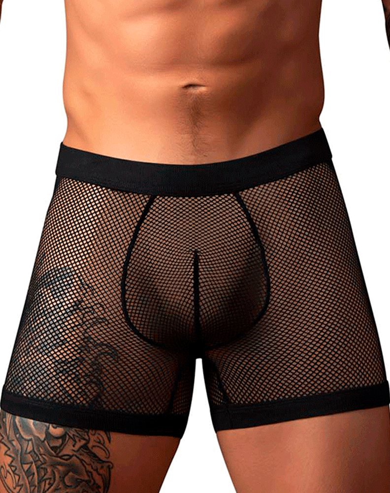 Male Power 152-11c Fishnet 2 Pouch Short Black
