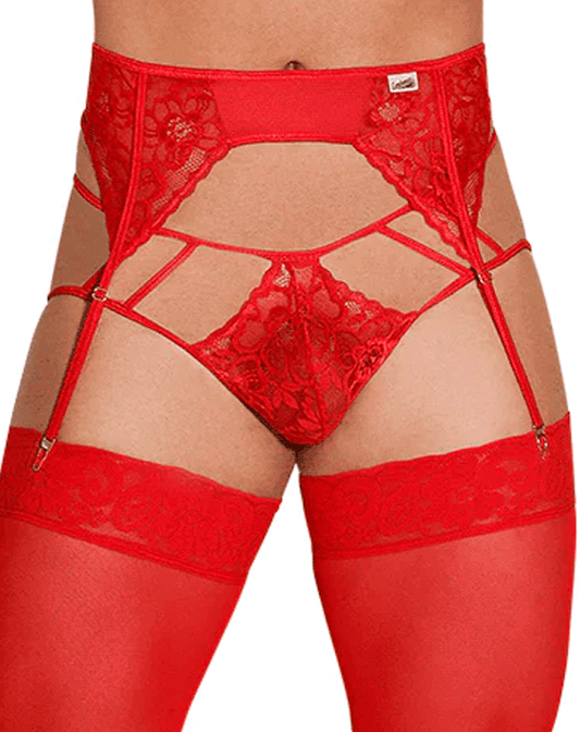 Candyman 99550 Tenue jarretière-jockstrap en dentelle Rouge