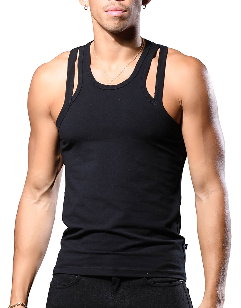 Black Front Andrew Christian Unleashed Double Strap Tank 2911