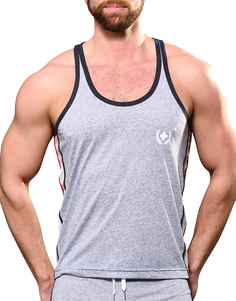 Heather Blue Front Andrew Christian Sporty Tank 2913