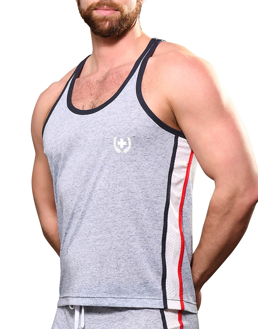 Heather Blue Side Andrew Christian Sporty Tank 2913