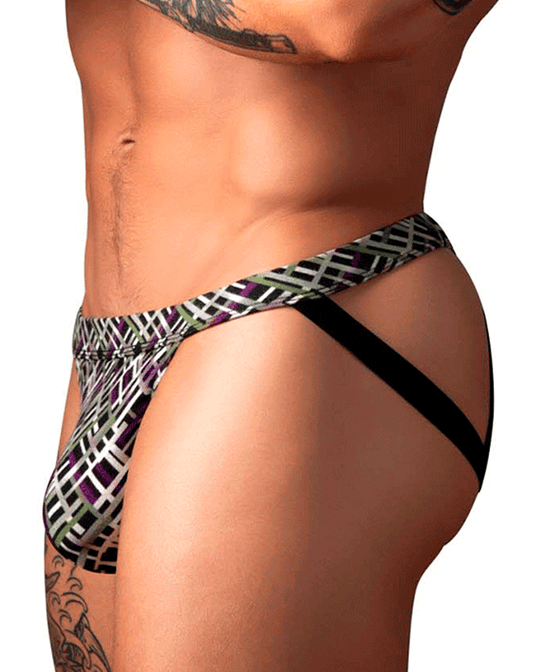 Male Power 351-303 Gridlocked Strappy Ring Jock Printed