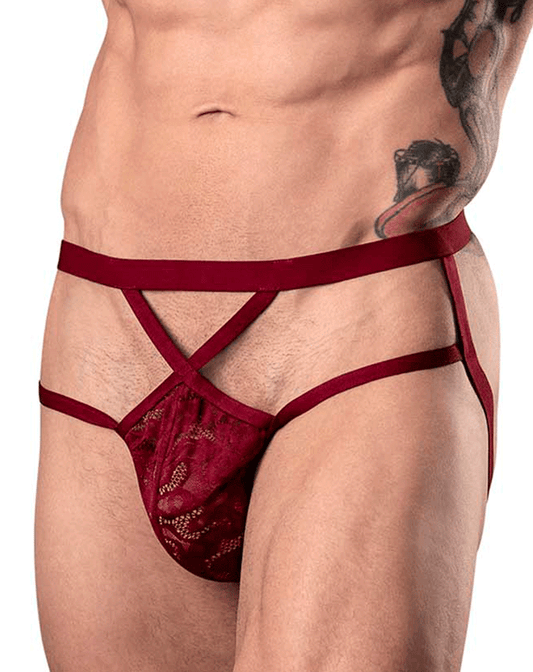 Jockstrap à lanières Lucifer Male Power 394-289 Bordeaux