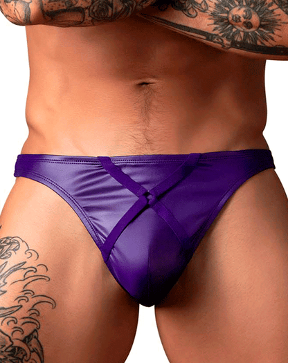 Male Power 447-302 Eggplant Crossover Thong Plum