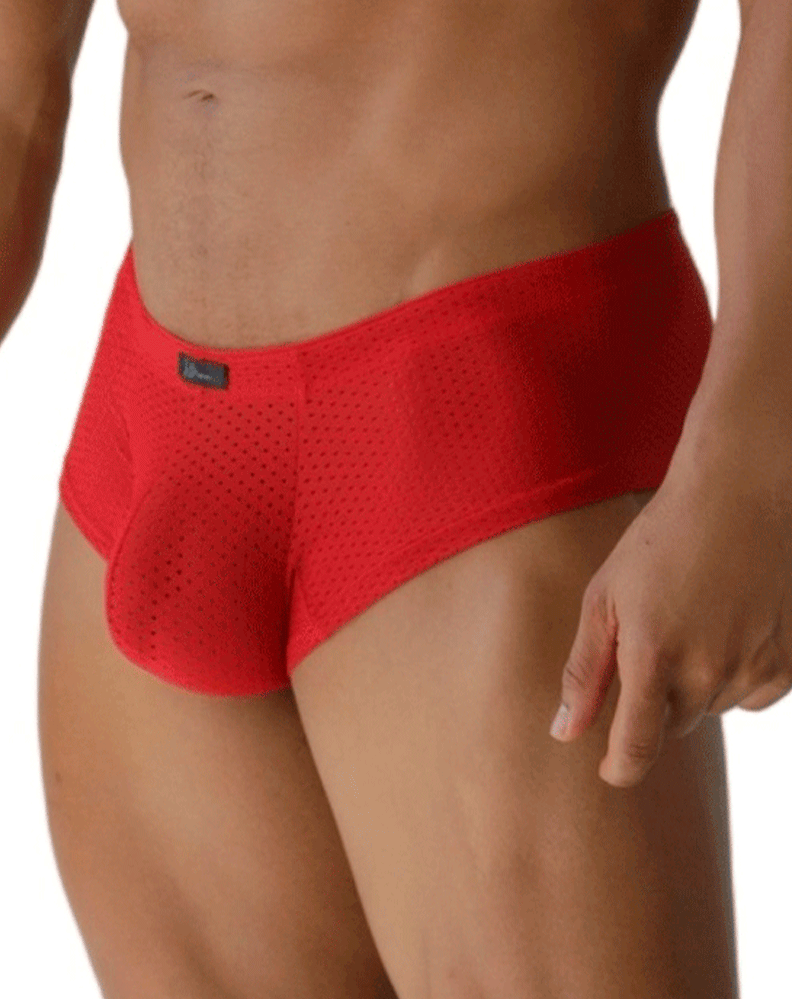 Xtremen 91269 Sleek V-cut Performance Mesh Briefs Red