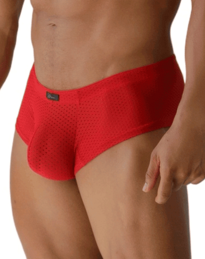 Xtremen 91269 Sleek V-cut Performance Mesh Briefs Red