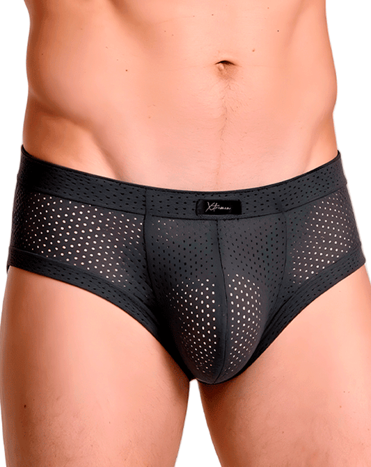 Xtremen 91269 Sleek V-cut Performance Mesh Briefs Gray