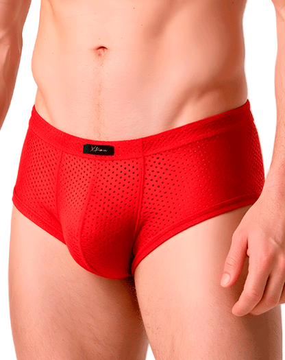 Xtremen 91269 Sleek V-cut Performance Mesh Briefs Red