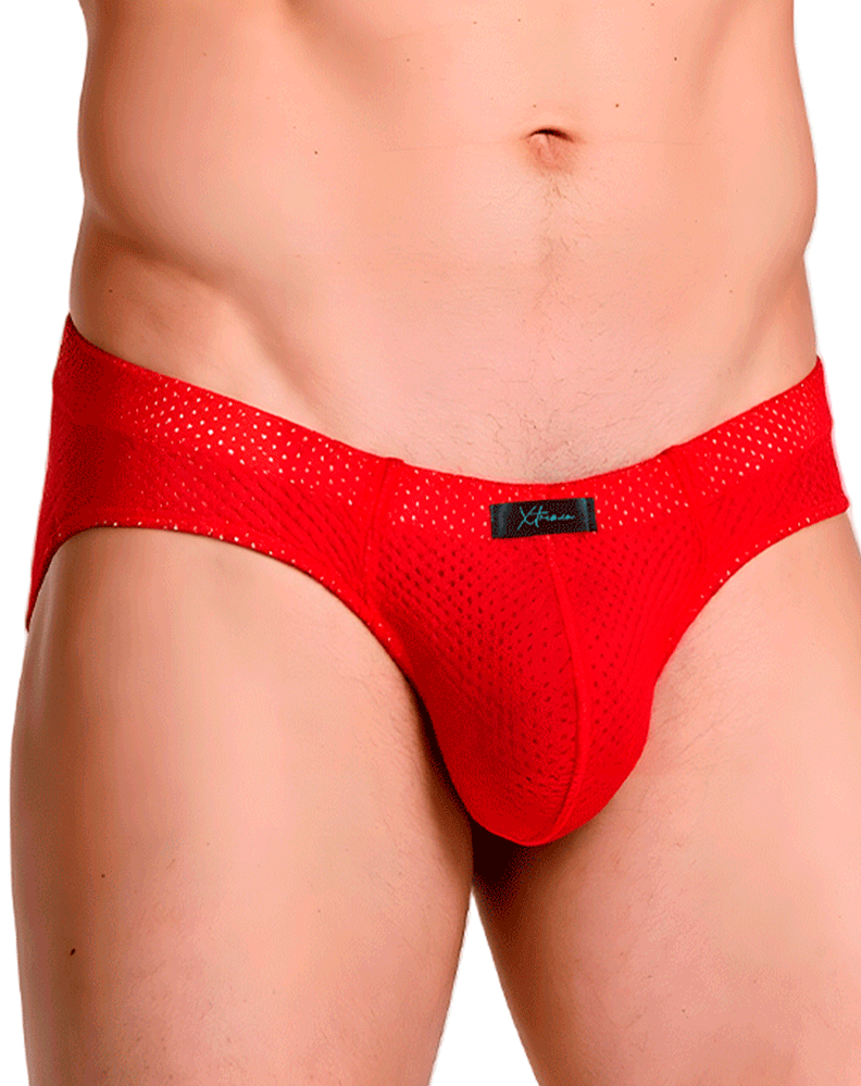 Xtremen 91270 Sleek Low-rise Perforated Briefs Red
