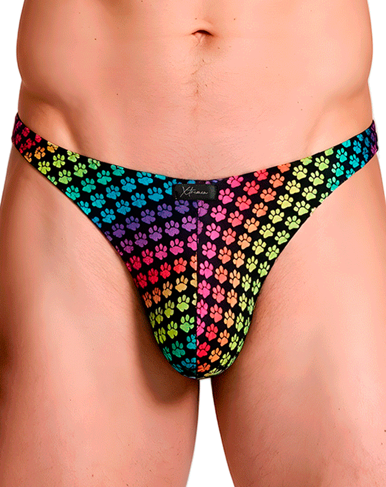 Xtremen 91284 Ultimate Rainbow Expression Men's Thong Paw Print
