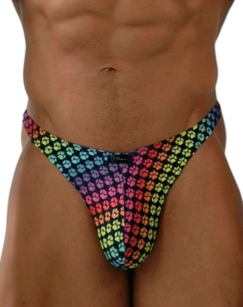 Xtremen 91284 Ultimate Rainbow Expression Men's Thong Paw Print