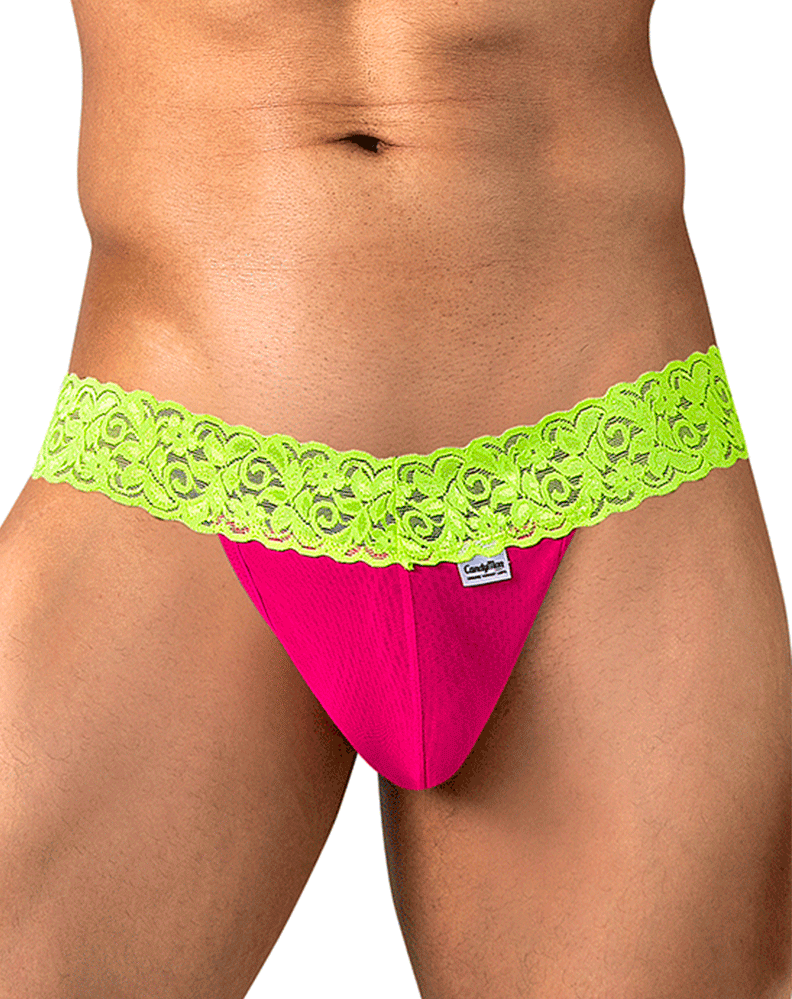 Candyman 95015 Lace Thongs Hot Pink-yellow