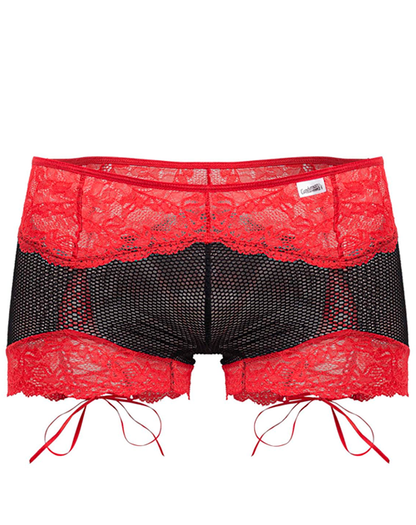 Boxer en maille et dentelle Candyman 99779 noir-rouge