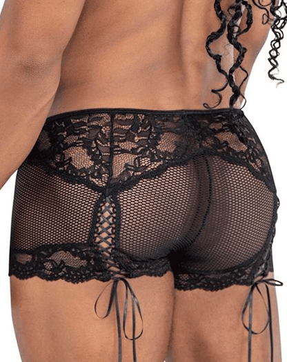 Candyman 99779 Mesh-Spitzen-Boxershorts, Schwarz