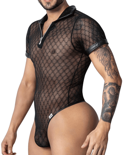 Candyman 99902 Geometric Mesh Bodysuit Black