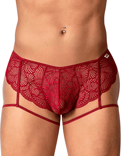 Candyman 99905 Garter Lace Briefs Burgundy