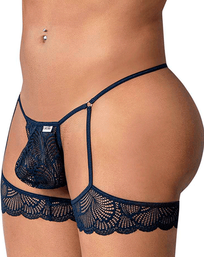 Candyman 99906 Garter Lace Thongs Navy