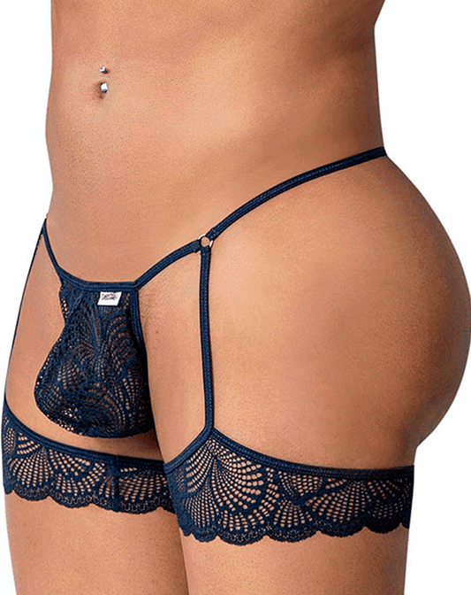Candyman 99906 Garter Lace Thongs Navy