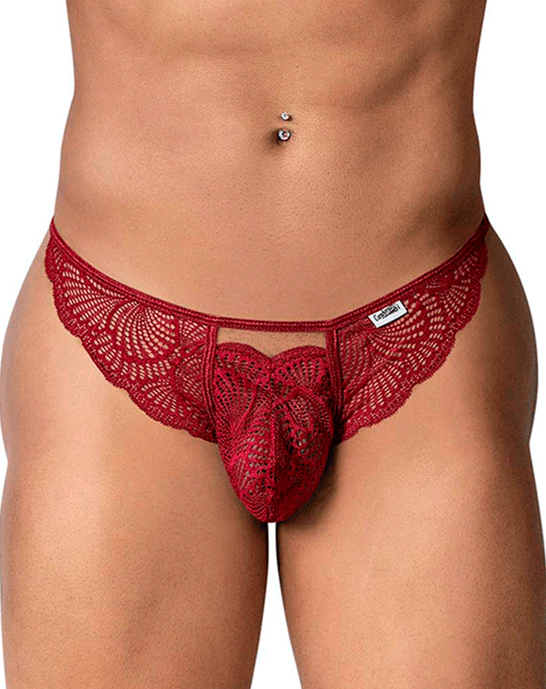 Candyman 99910 Lace Thongs Burgundy