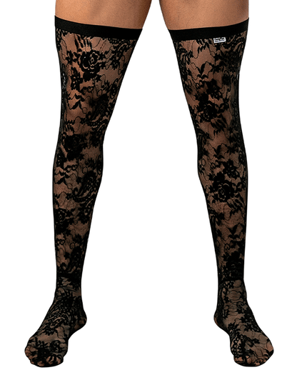 Candyman 99968 Lace Thigh Highs Black