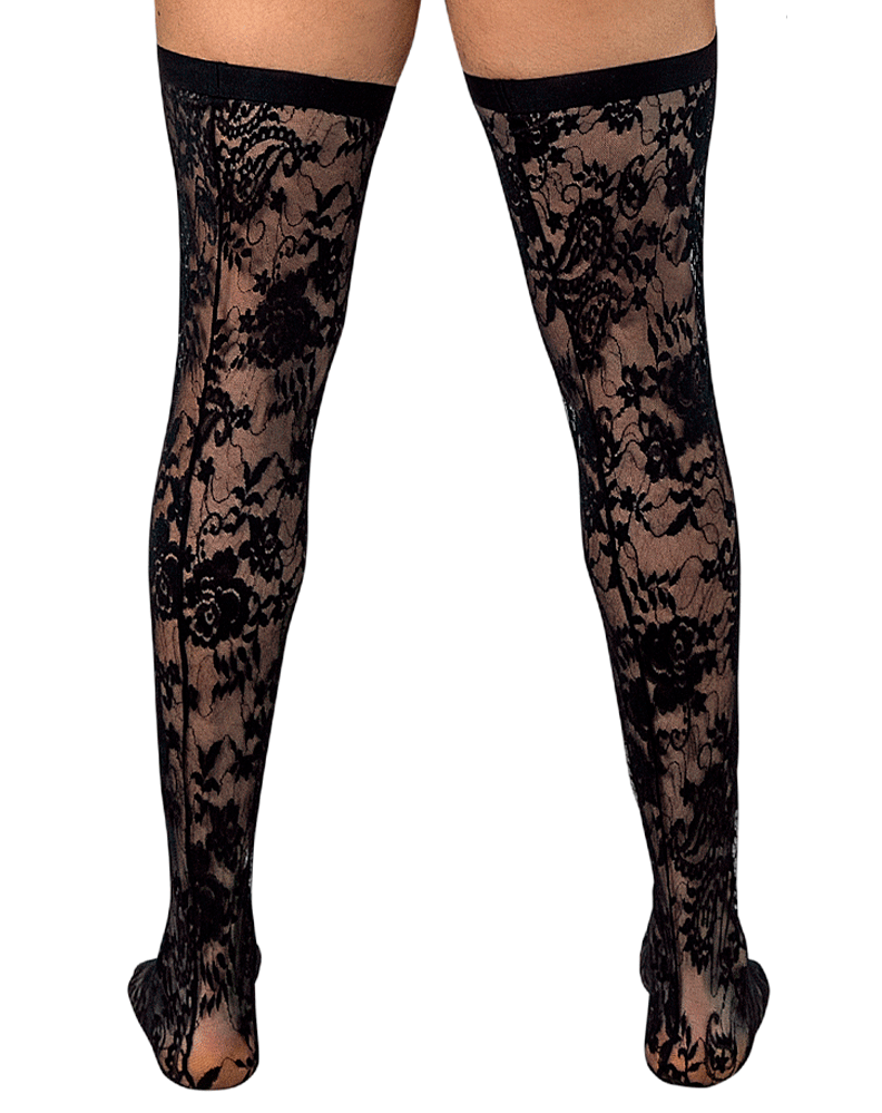 Candyman 99968 Lace Thigh Highs Black