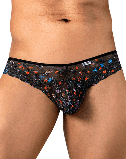 Candyman 99975 Printed Mesh Thongs Black