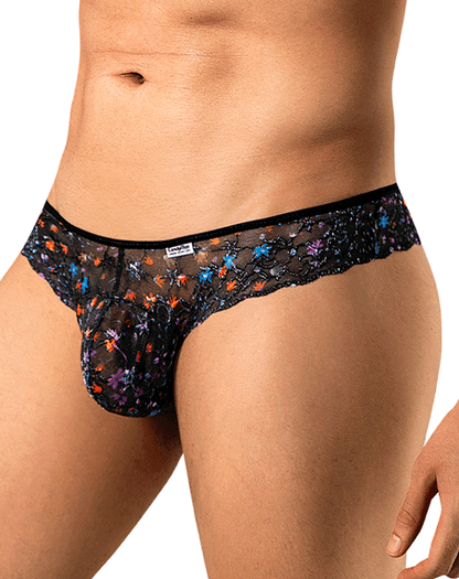 Candyman 99975 Printed Mesh Thongs Black