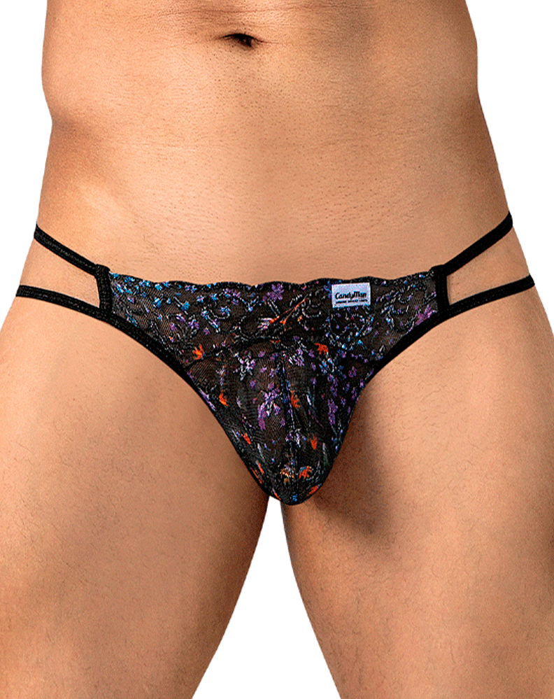 Candyman 99977 Printed Mesh Jockstrap Black